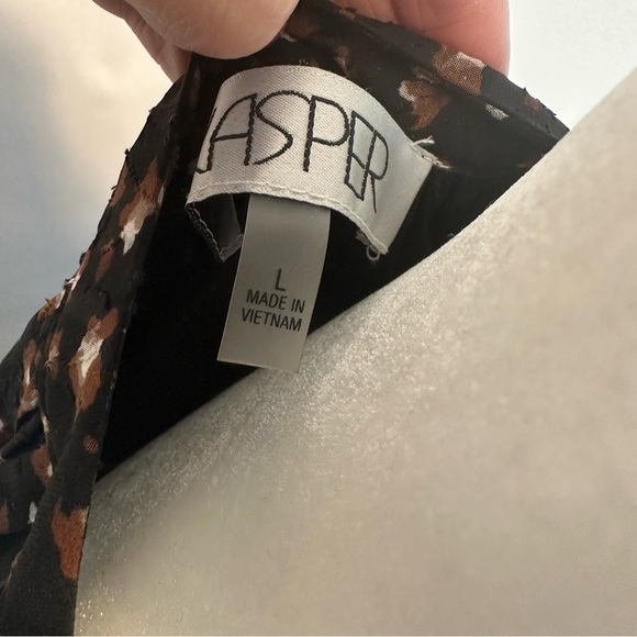 Kasper Jacquard Split V-Neck - Long Sleeve Blouse - Size Large - Picture 3 of 6